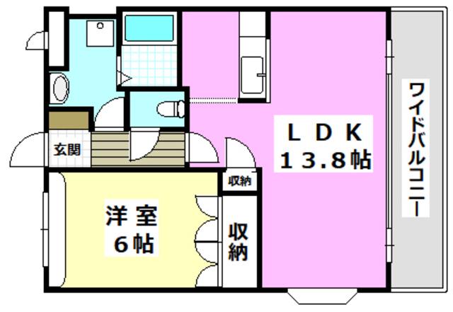 カーサフェリーチェ(1LDK/2階)の間取り写真