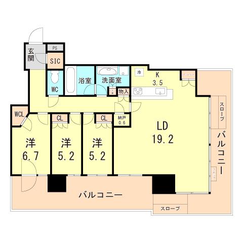 プラウドタワー神戸垂水(3SLDK/13階)の間取り写真