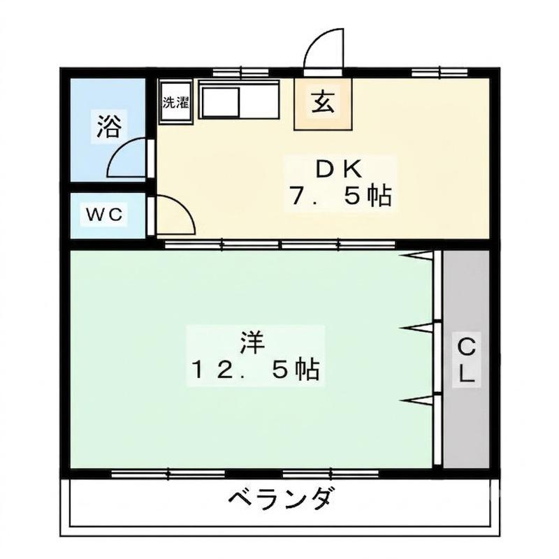 峰ビル(1DK/3階)の間取り写真