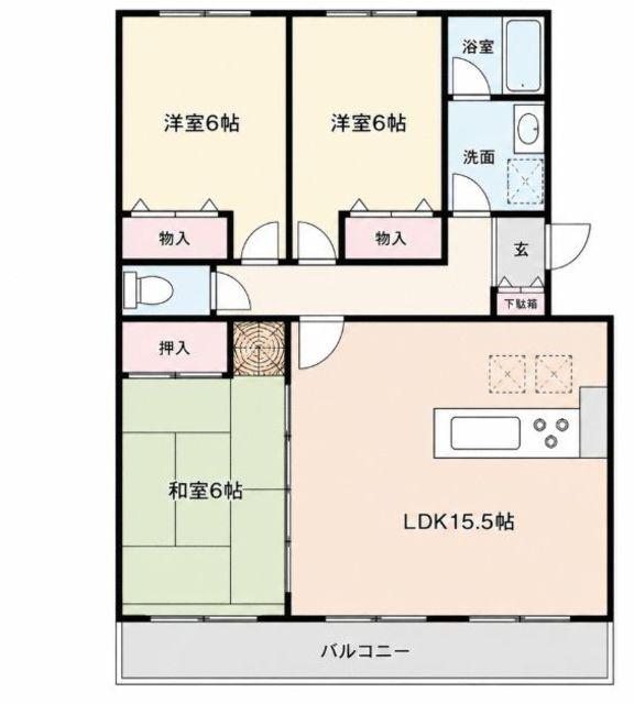 グリーンヒル藤が丘C(3LDK/2階)の間取り写真