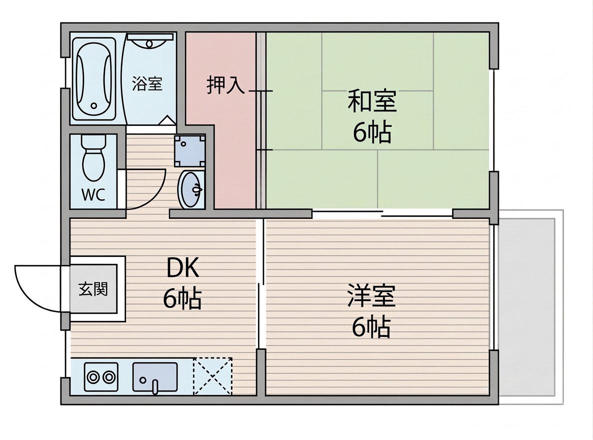 田村ハイツI(2DK/2階)の間取り写真