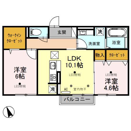 ソレイユ町屋(2LDK/1階)の間取り写真
