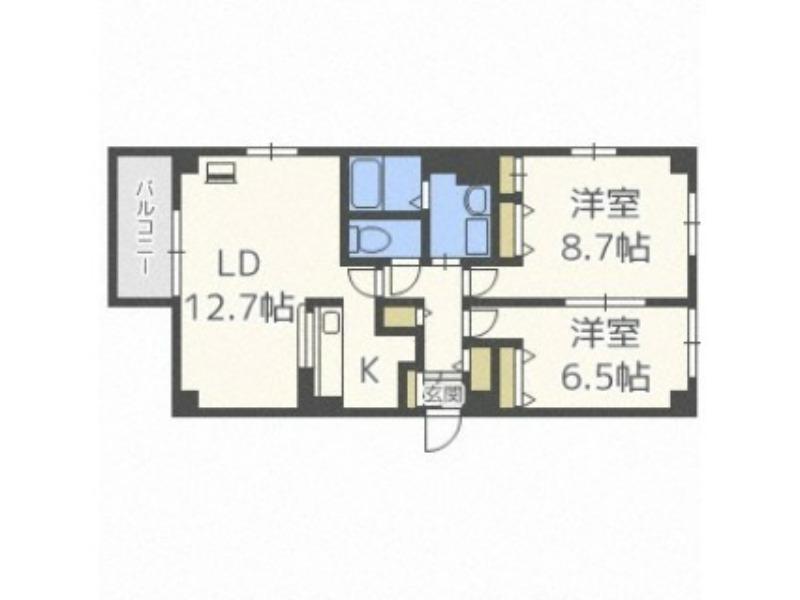 サイレンスミルティーユ(2LDK/4階)の間取り写真