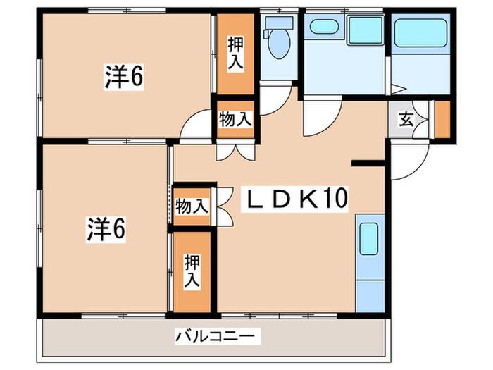 CAME PORT 蛍田(2LDK/2階)の間取り写真