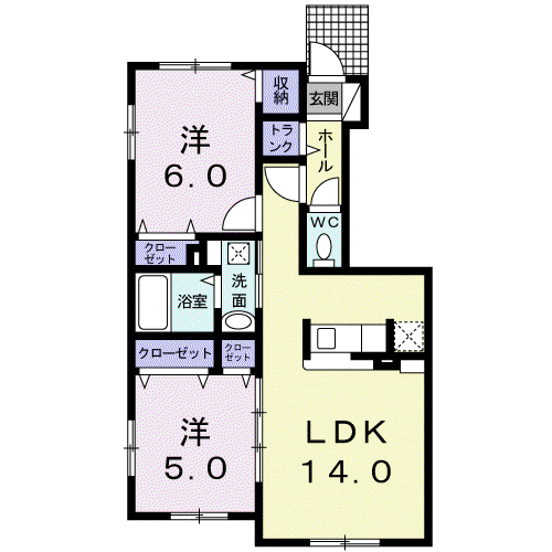 ガーディノディルースIII(2LDK/1階)の間取り写真