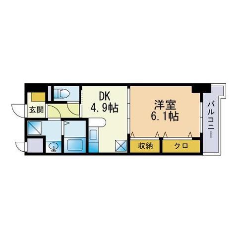 HF福岡レジデンスイースト(1DK/5階)の間取り写真
