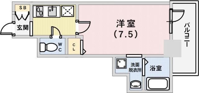 カシータ神戸元町JP(1K/5階)の間取り写真