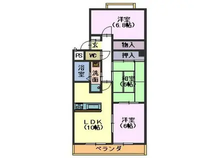 サウンズヒル(3LDK/1階)の間取り写真
