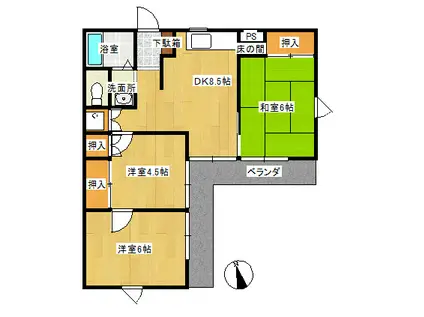 グリーンヒルハイツ(3DK/2階)の間取り写真