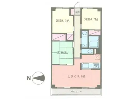 パインヒルズ(3LDK/1階)の間取り写真