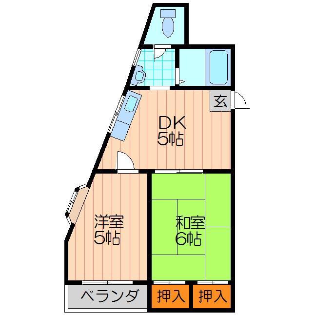 第1松田ハイム(2DK/3階)の間取り写真