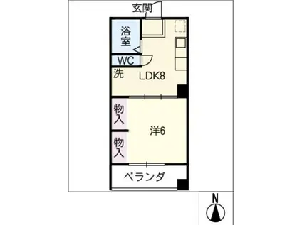 大名ビル(1LDK/6階)の間取り写真