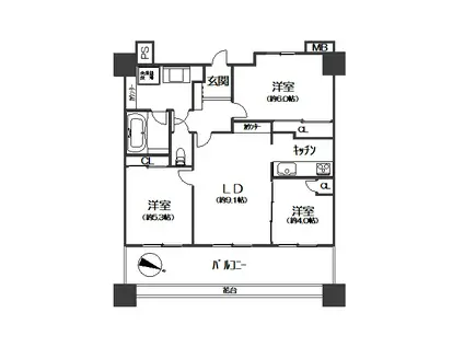 ミオカステーロ横濱根岸(3LDK/6階)の間取り写真