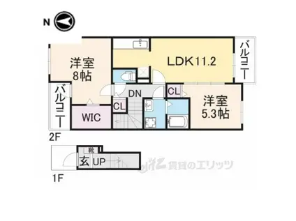 セレンディピティⅡ(2LDK/2階)の間取り写真