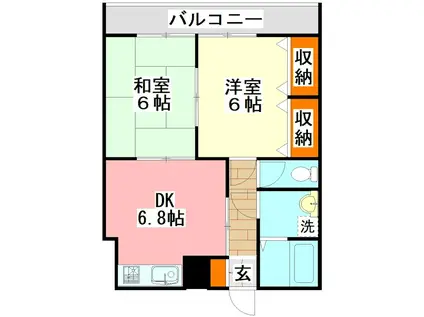 フィネスIII(2DK/1階)の間取り写真