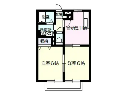 メゾン寒河江III(2K/2階)の間取り写真