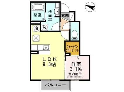 サンハイム チサ(1LDK/1階)の間取り写真