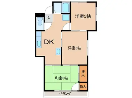 グリーンハイツ荒町(3DK/2階)の間取り写真