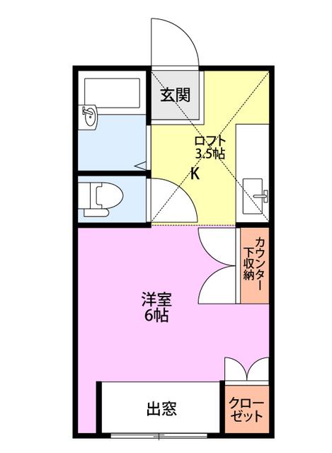 アローラあけぼの(ワンルーム/2階)の間取り写真