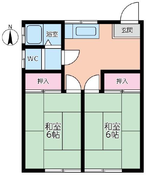 高橋第3(2DK/2階)の間取り写真