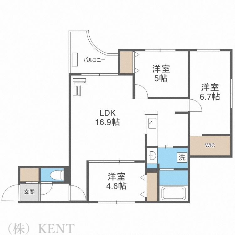 CREARESIDENCE発寒南(3LDK/3階)の間取り写真