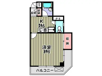 ボヌール林田(1K/3階)の間取り写真