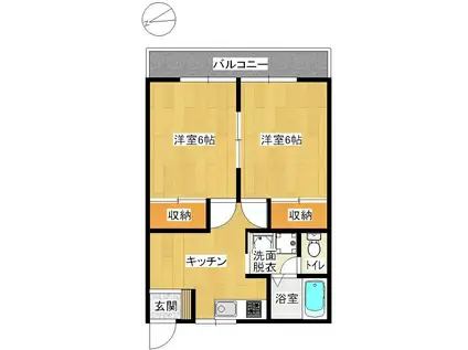 レジデンス亀ヶ崎(2K/1階)の間取り写真