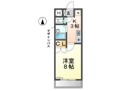 グリーンコートTAMARU(1K/2階)の間取り写真