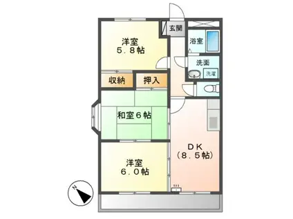 グリーンガーデン(3DK/2階)の間取り写真