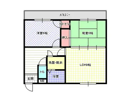 スイートピーチ(2DK/1階)の間取り写真