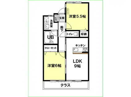 アーバニズム70C(2LDK/1階)の間取り写真