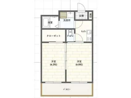 CITY HOUSE IN 武雄(2K/8階)の間取り写真