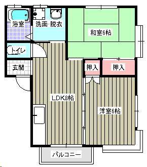 ミレニアム榮(2DK/1階)の間取り写真