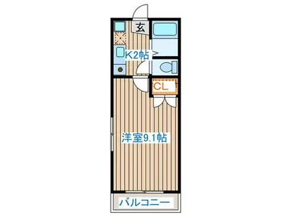サニーハイツ(1K/2階)の間取り写真