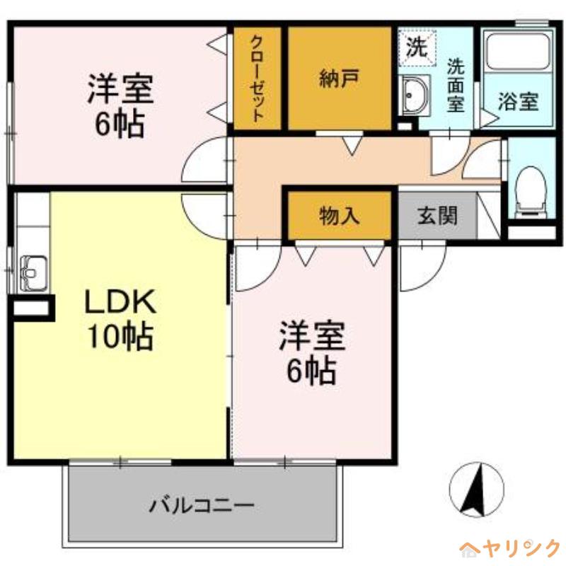 カーサ南山 I(2LDK/2階)の間取り写真