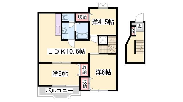 ジュアン壱番館(3LDK/2階)の間取り写真
