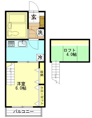 グレースアイルY(1K/2階)の間取り写真