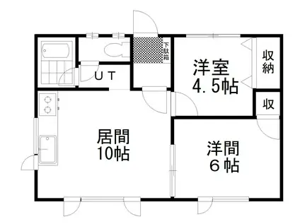 貝塚マンション2(2LDK/2階)の間取り写真