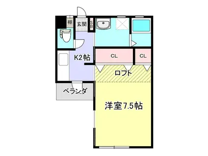 テラッツア・T(1K/2階)の間取り写真