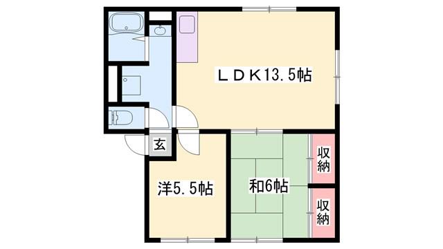 ジョイス広畑(2LDK/1階)の間取り写真