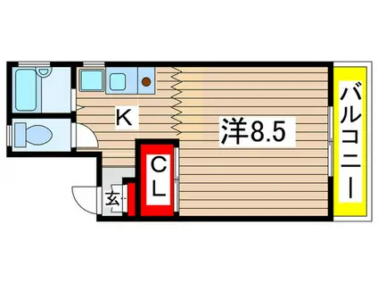 ミュージアム東栄(1K/3階)の間取り写真