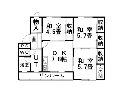 コーポラシーヌ(3DK/2階)の間取り写真