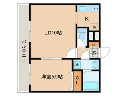 フェリチタ愛子I(1LDK/1階)の間取り写真