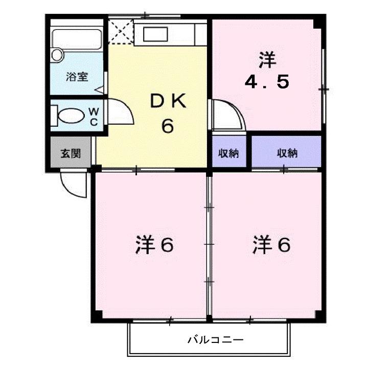 シティハイツ山田A(3DK/2階)の間取り写真