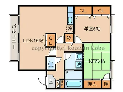 ベルフォーレ(2LDK/2階)の間取り写真