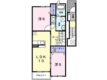 ヴィラ・プリムローズ上力(2LDK/2階)の間取り写真