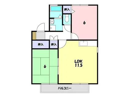 ハイツ青葉(2LDK/1階)の間取り写真