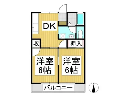 セジュール塚田C棟(2DK/1階)の間取り写真
