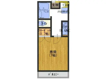 エテュード芦屋川(1K/2階)の間取り写真