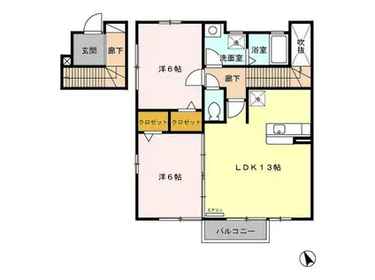 グレイスコート(2LDK/2階)の間取り写真